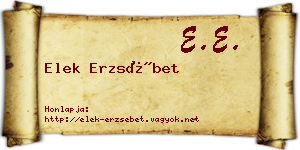 Elek Erzsébet névjegykártya